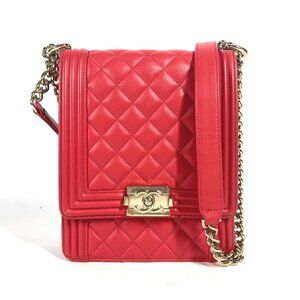 CHANEL CC Matelasse Vertical Boy Chanel Crossbody Pochette Chain Shoulder Bag